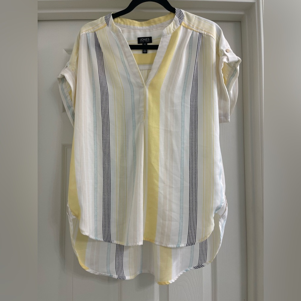 Women’s Jones New York Striped V-Neck Blouse Top Size M